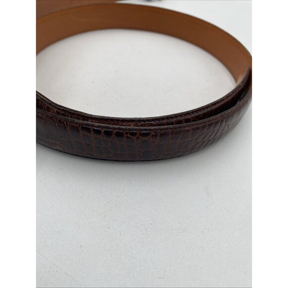 Polo Ralph Lauren Leather Belt Mens Sz 42 Brown Croc Brass  display picture 2
